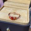 Fashionable Copper Geometric Ring With Brilliant Red Zircon For Womens Summer Style