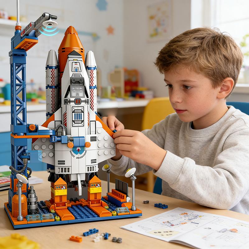 City Series Construction Brick Playset Space Aerospace Station MOC Aviation Manned Rocket Brick Playset Children Toys Playsetss Holiday Gift Present