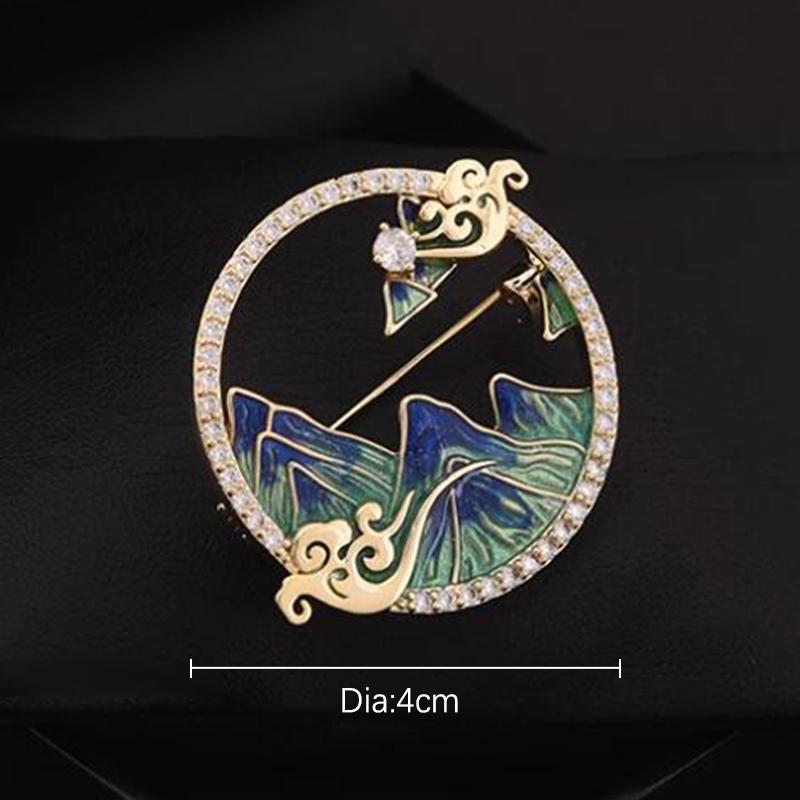 Enamel Peak Brooch Women Trend Elegant Mountain Brooch Pins Cardigan Suit Accessories Badge Party Wedding Gift