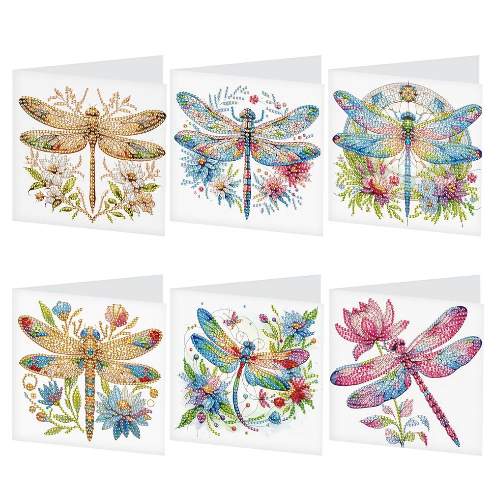 6Pcs Colorful Pattern DIY Diamond Painting Greeting Card with Envelope Diamond Birthday Blessing Card for Friend Family Lover
