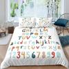Kids Alphabet Duvet Cover Set Polyester Digital Pattern Bedding Twin Size Hand Painted Educational Quilt Cover