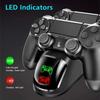 Base Carregadora para Controle de PS4/PS4 Slim/PS4 Pro, Base de Carregamento Rápido para Joystick Duplo USB, Suporte Carregador, Carregador de Gamepad com Indicador