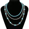 Handmade Turquoise Necklace Set Women Layered Geometric Choker With Sterling Beads Boho Style