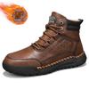 High-end leather Martin boots men's outdoor high-top cotton boots retro velvet