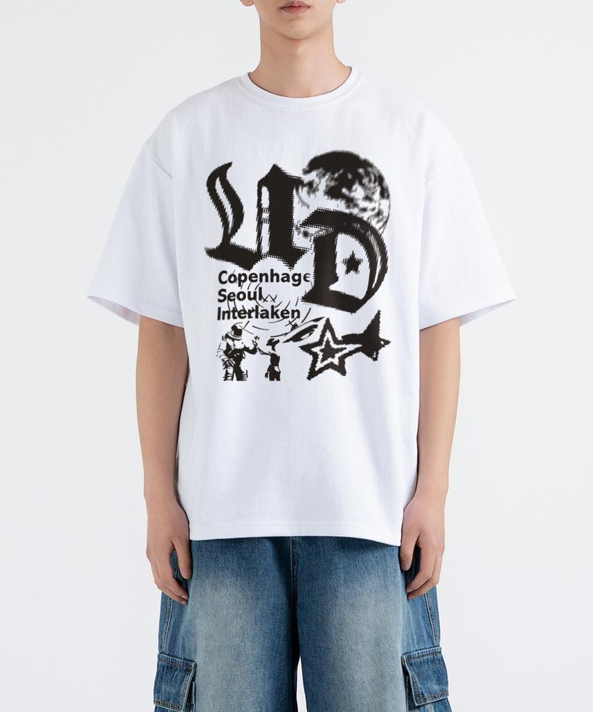 UNDEROFF [2Pack] Oversized Crewneck California + Astro Short Sleeve T-Shirt