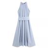 French blue neck sling dress women's summer new small seaside vacation fairy dress