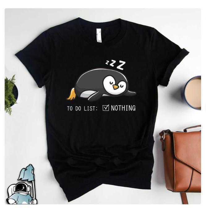 

New T-Shirt Penguin To Do List Nothing Shirt, Penguin Gifts, Lazy Shirts, Sarcas L