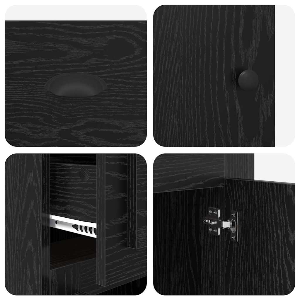 Side Cabinet Black Oak Effect 40 x 50 x 75 cm