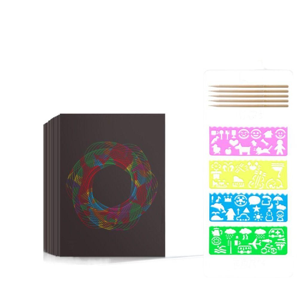 Graffiti Stencil Scratch Art Paper Card Set Rainbow DIY Drawing Board Scratch Off Paper Book  Gifts