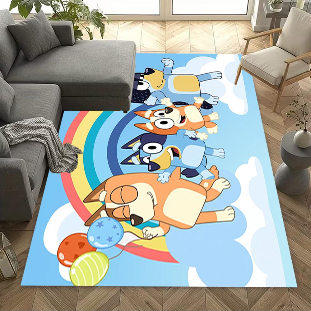 Bluey Friends Adventure Floor Mat Design for Study Room Playrooms Dining Room Kitchen Antislip Carpet Anime Office Decor