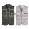 Casual Summer Sleeveless Fishing Vest Solid Color Plus Size Loose Waistcoat for Outdoor Classic Multi Pocket Photograph Vest