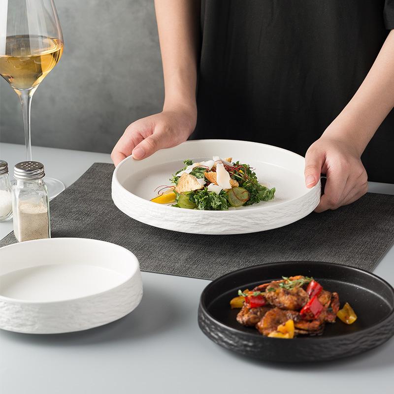 Plate Premium Soup Plate Frosted Deep Plate Salad Plate Household Japanese Dish Plate Ceramic Tableware Western Restaurant Pasta Plate
