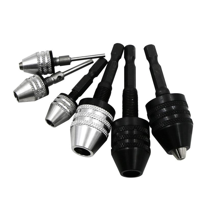 Hex Drill Bits Adapter Keyless Shaft Chuck Clamp 0.3-8 Mm Electric Motor Shaft Mini Chuck Fixture 1/4 ''Hex Shank Drill Chuck