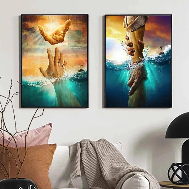 Jesus The Hand of God Canvas Painting Decorative Christian Art God Wall Art Picture Printing Poster Image Bedroom Decoration