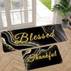 Black and Golden Anti-Slip Kitchen Rugs - Washable Floor Mats for Sink Area, Laundry Room, Farmhouse & Home Decoration Set