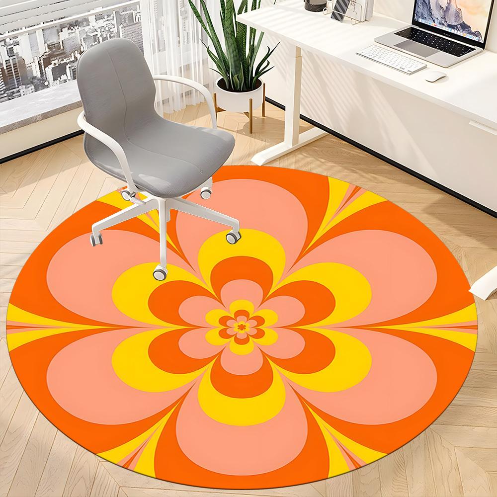 1pc Floral Mandala Office Round Area Rug, Indoor Mat Suitable For Office, Under Office Chairs Bedroom Living Room Home Decor, Room Deco
