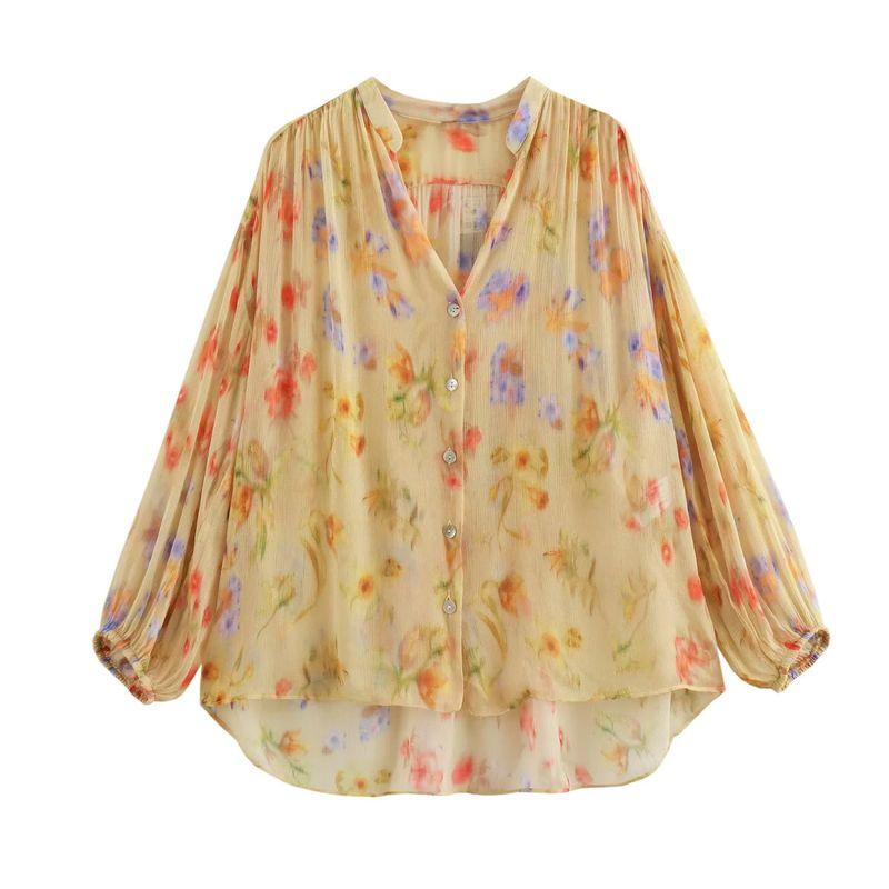 Jnleaog Autumn New Women's Clothing Fashion Style French Style Design Fashion Casual Style Print Fluffy Shirt