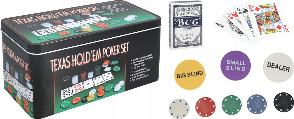 Poker Set, 200 Chips, Metal Cards, Box