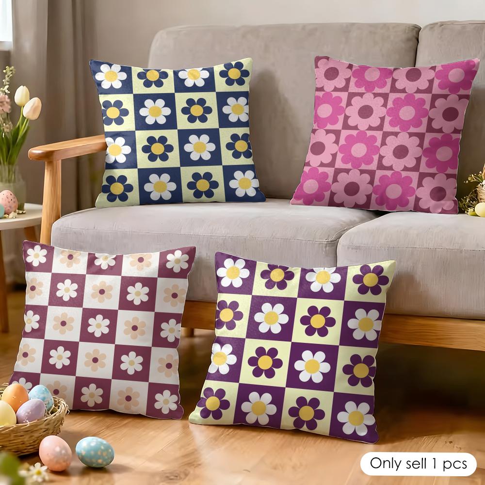 Retro Geometry Floral Cushion Cover Soft Plush Fabric DoubleSided Printed Cushion Covers for All Seasons Modern HomeDecor Gift