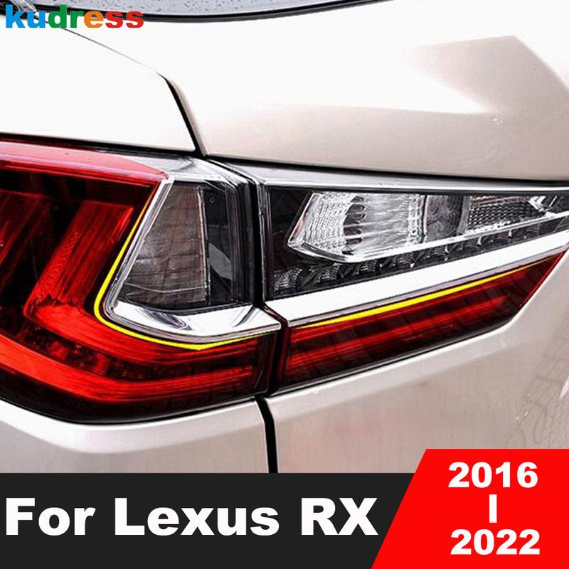 Для LEXUS RX 2016 2017 2018     Хромированные накладки на брови задних фонарей автомобиля, накладки на веки задних фонарей, аксессуары