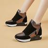 6CM High Top Women Shoes Synthetic Leather Platform Ankle Boots Wedge Hidden Heel Autumn Warm Fur Winter Shoes Sneakers