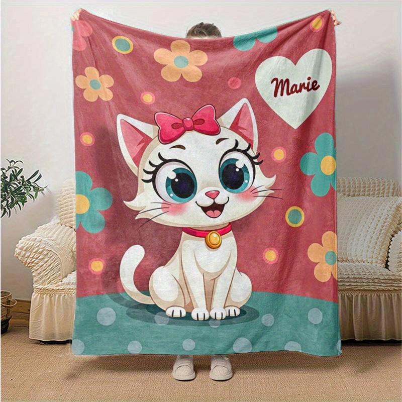 1pc Cute Cartoon Cat Blanket - Seasonal Home Decor, Soft Throw for Bed or Couch, for Decorating Your Own Sofa and Living Room, Super Soft Fl
