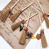 Mini Broom Decorations Red Rope Lightweight Straw Brooms Hangings Decorations for Costume Party Halloween Party Ghost Pumpkin
