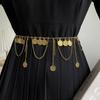 1pcs DUNHUANG Exotic Ethnic Waist Belt for Women, Bohemian Retro Metal Coin Tassel Belt, Suitable for Daily Wear with Skirts and