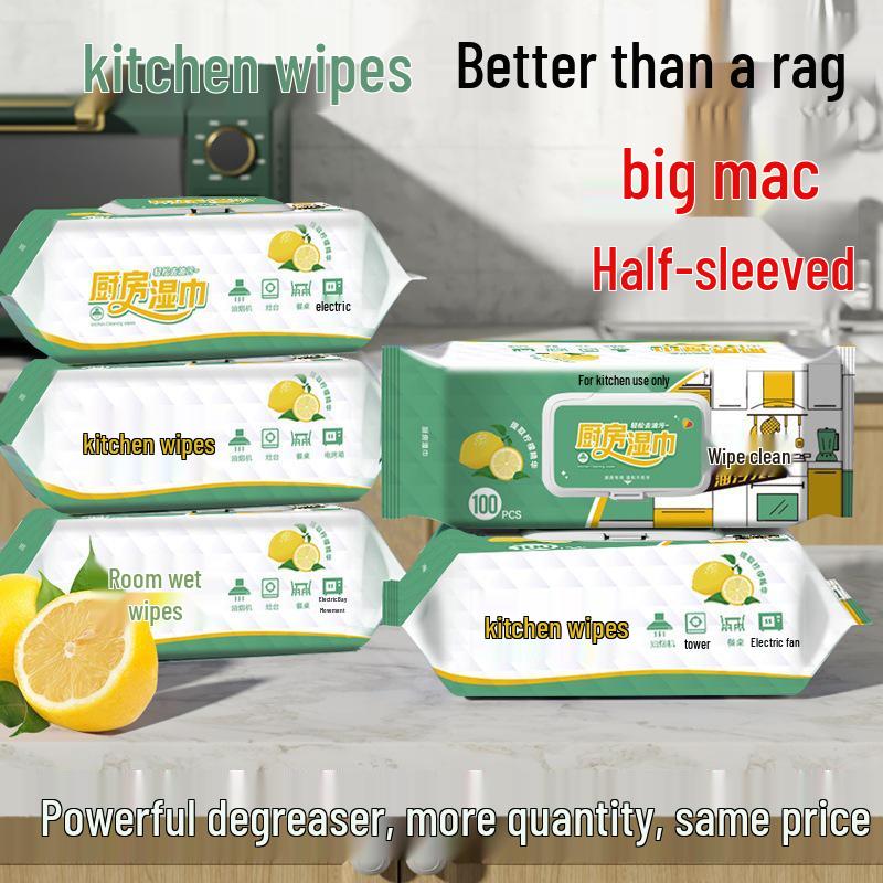 Large & Thick Kitchen Wipes - Pack of 80, Strong Stain Removal, Disposable for Home Use