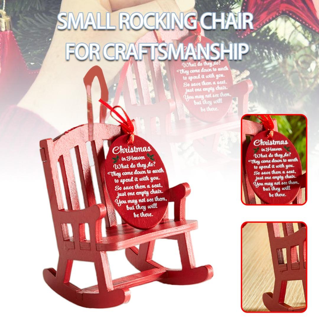 

Pdtoweb Christmas In Heaven Memorial Ornament Mini Wooden Rocking Chair with Tag Sign