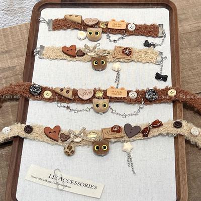 Colar Maillard Brown Kitten Outono e Inverno – Corrente de Clavícula de Gato Fofa para Acessórios de Garotas Gostosas