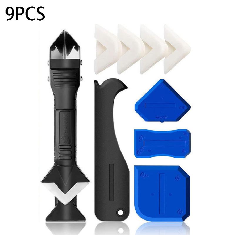 Silicone Caulking Tool | 5-in-1 Sealant Finishing Tool | Caulk Remover & Glass Glue Angle Scraper for Bathrooms, Kitchens