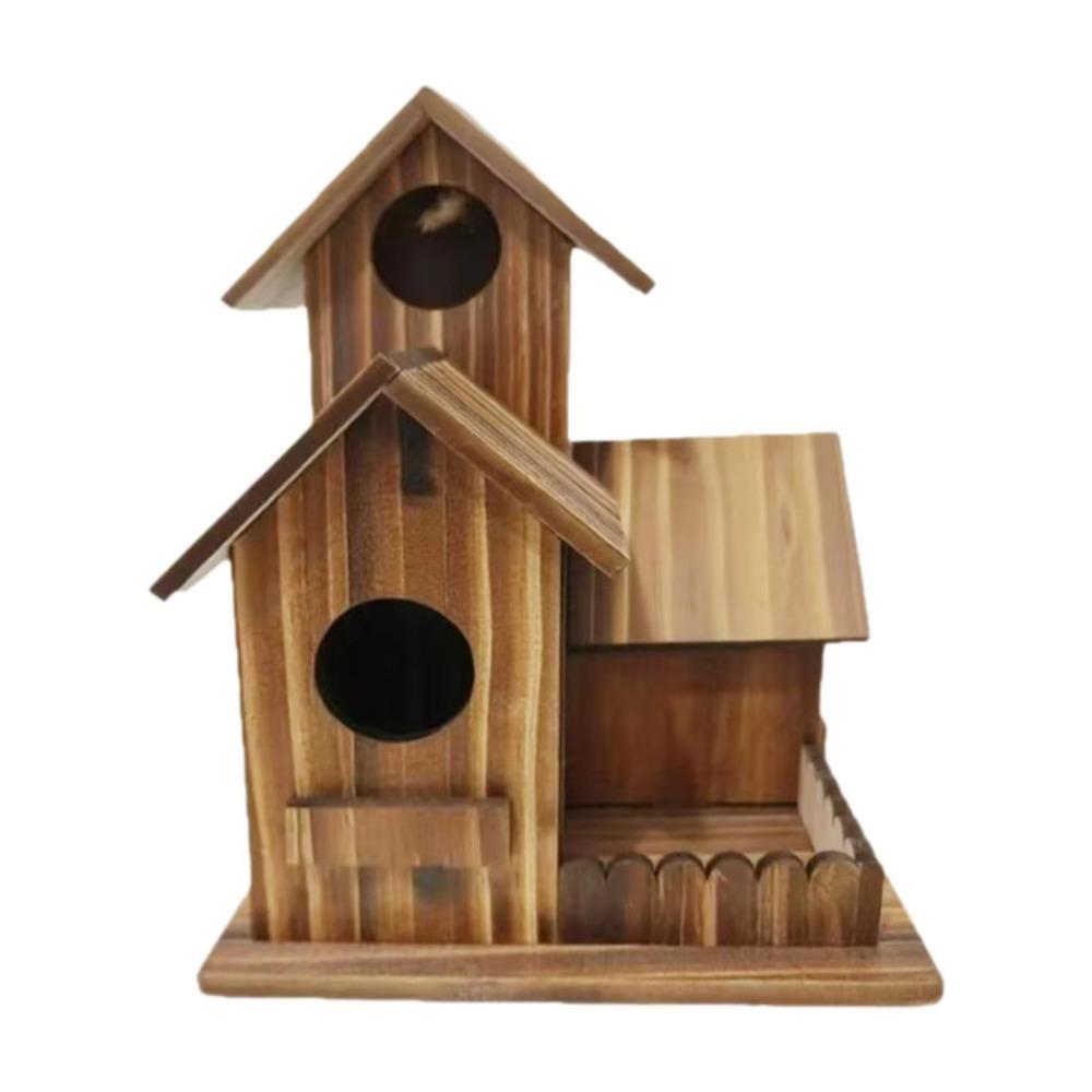 

Creative 3 Chambers Wooden Bird House Incubation Box Thickened Bird Breeding Box Rustic Handmade Wild Birds Habitat Patio коричневый