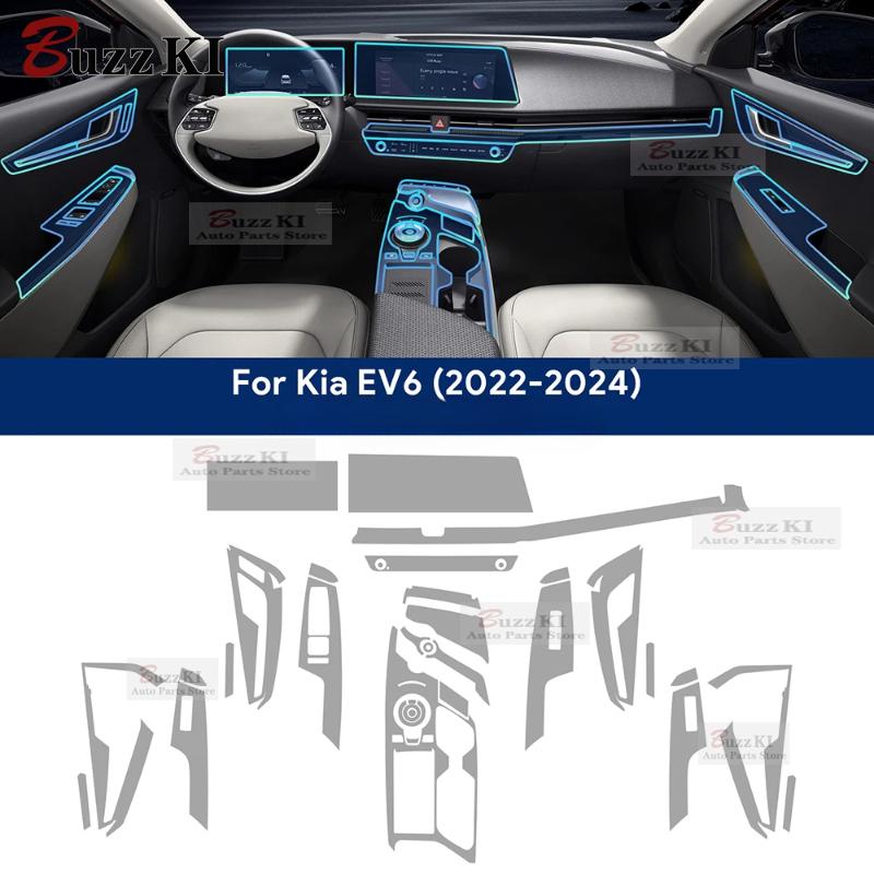 TPU Interior Film for KIA EV6 2024 Car Clear Stickers Center Console Screen Dashboard Gear Door Windows Panel Decal