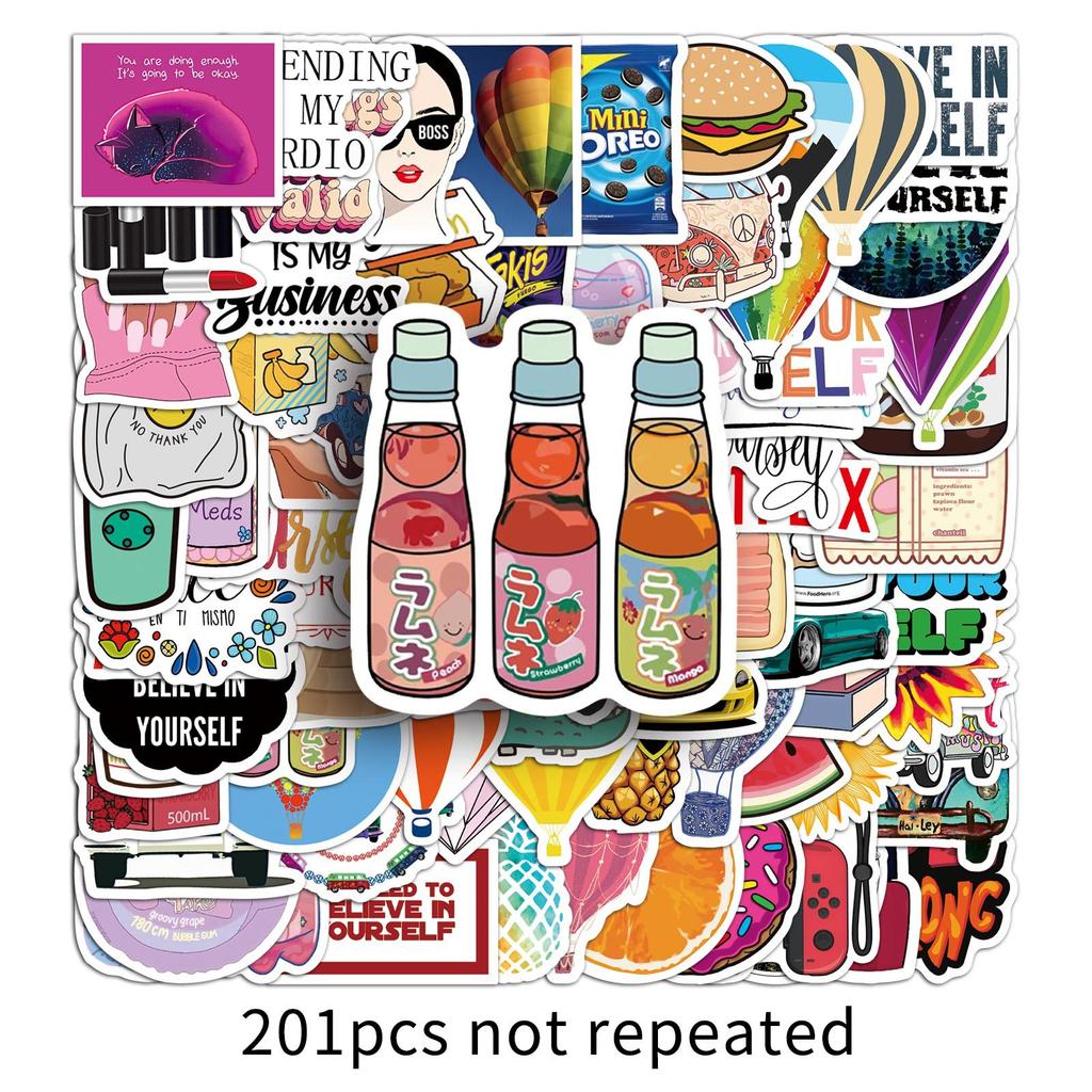 201 Small Fresh Graffiti Stickers Personalized Creative Decorative Water Cup Mobile Phone Case Suitcase Stickers