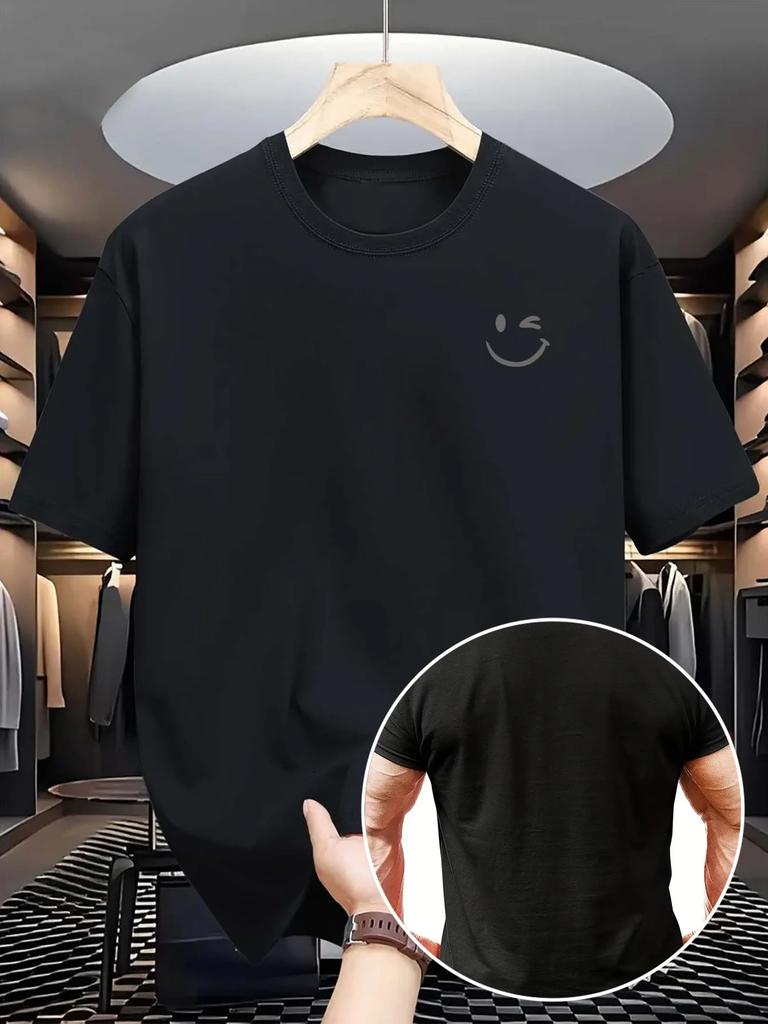 Smiling Face Large Print 100cotton Men Woment Tshirt Summer Autumn Daily Outdoor Sports Party Casual Loose Street Short Sleeve