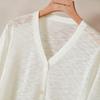 Women's French V-Neck Bamboo Knot Yarn Lightweight Cardigan