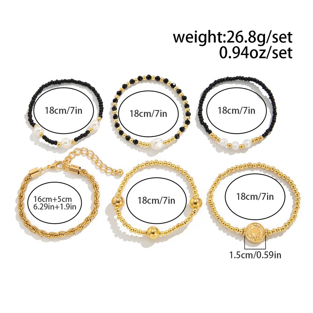 Ingemark 6Pcs/Set Bohemia CCB Imitation Pearls Rice Bead Bracelet for Women 2026 Trendy Summer Beach Party Bangles Jewelry Gift