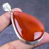 Natural Carnelian Gemstone 925 Sterling Silver Jewelry Pendant 2.68" ETC-14346