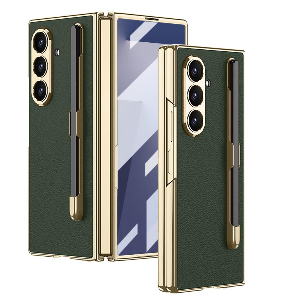 For Samsung for Galaxy ZFold7 Protective Business Case Colorful Electroplated PU Leather S Pen Slot Shockproof Mobile Phone