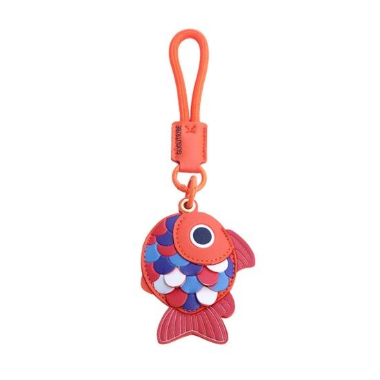

Keychain Pendant Little Fish Faux Leather Card Holder with Lanyard Colorful оранжевый