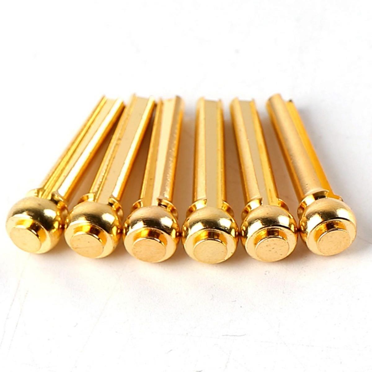 6Pieces Guitar Strings Nail Metal Acoustic Guitar Bridge Pins Brass Fixed Cone Pins String nut Nails Guitar Parts Replacement