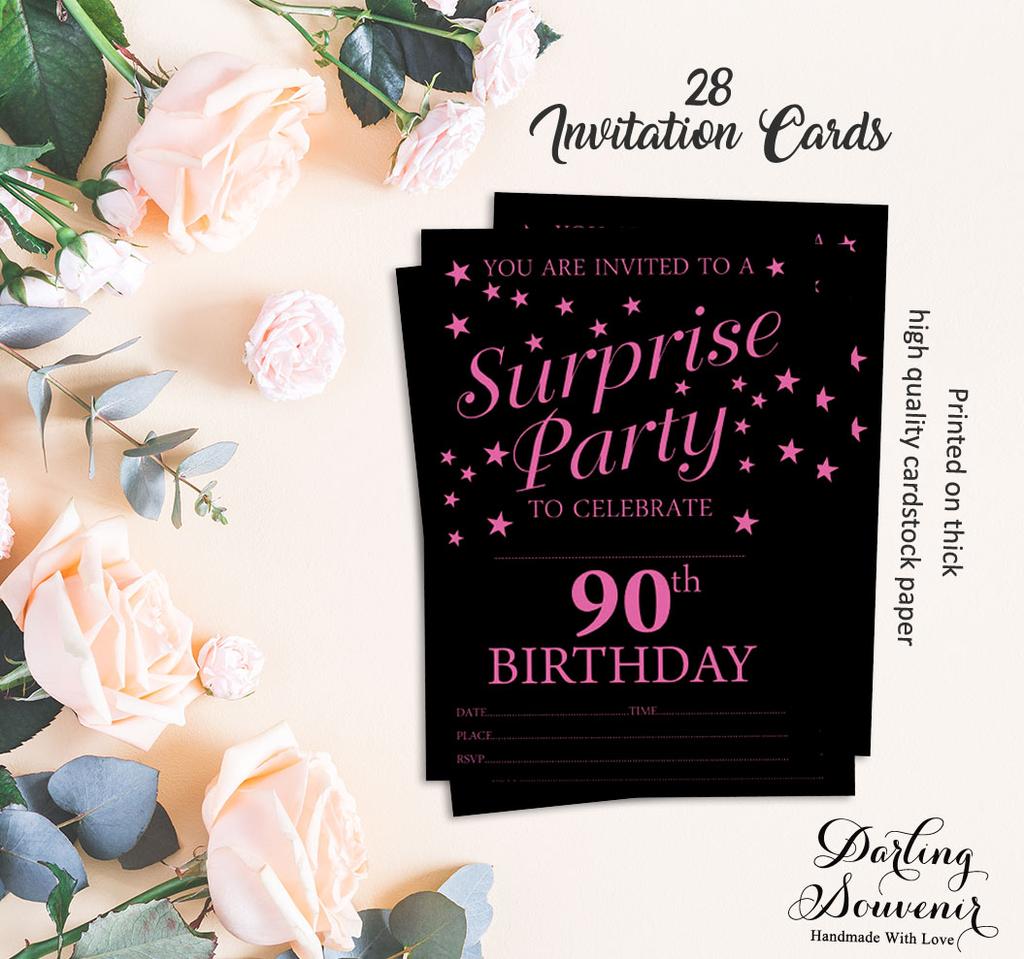 Darling Souvenir Black Birthday Invitation Card Printable Elegant Fill or Write In Blank Party Invites 28 Pcs 5 X 7