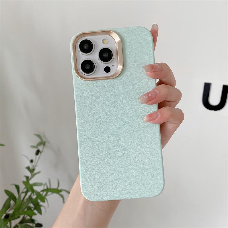 Luxury Candy Color Leather Texture Silicone Phone Case For iPhone 11 12 13 14 15 16 Pro Max Plus Matte Soft Shockproof Cover