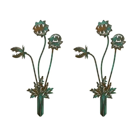 2D Sunflowers Garden Stake Retro Flat Metal Plant Decoration Carnivorous Flower Yard Art