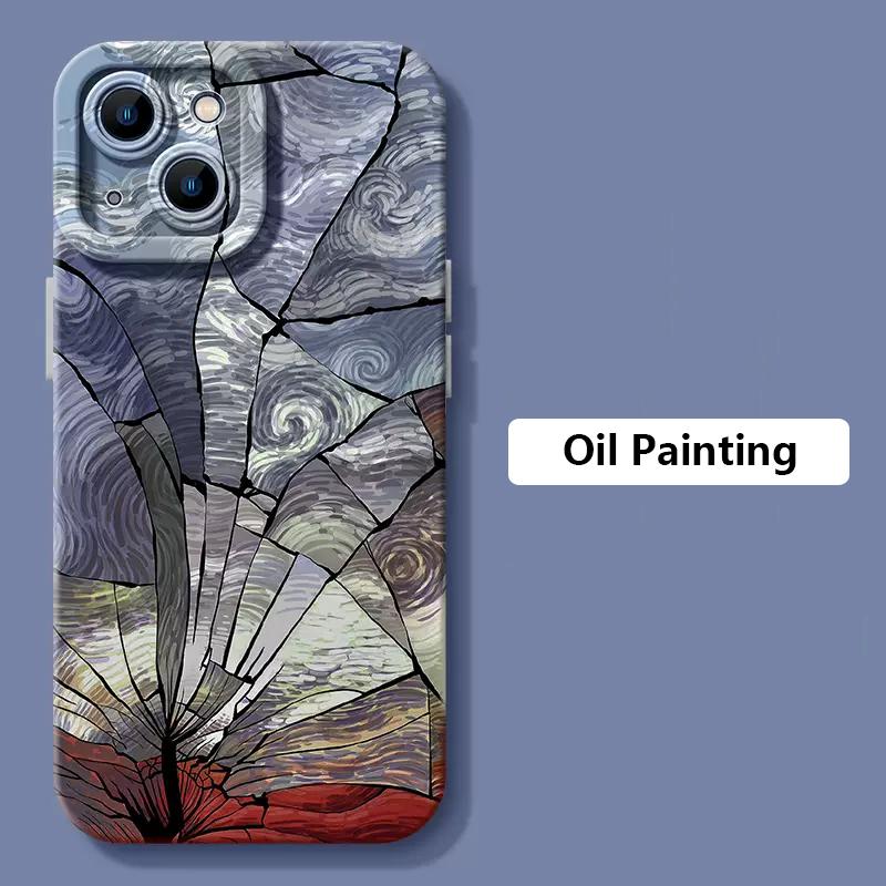 Van Gogh Oil Painting Phone Case For iPhone 17 16 15 14 13 12 11 Pro Max 16 Plus 16E 17 Air Shockproof Matte Soft Silicone Cover