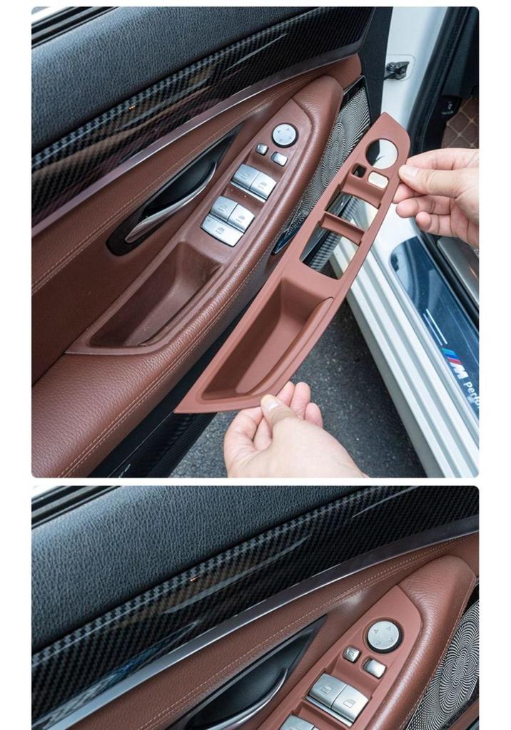 BMW 5 Series Interior Door Pull Handle Protective Cover Trim Sticker for 520/525/528/530 Models.