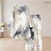 Women Plus Size Round Neck Long Sleeve Printed High Low Top Wide Leg Pants Two Piece Set