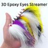 2/7pcs 2/0 3D Epoxy Eyes Zonker Streamer Fly Rabbit Strip Hare Fur Suspending Streamer Bass Trout Pike Musky Fishing Lures Baits