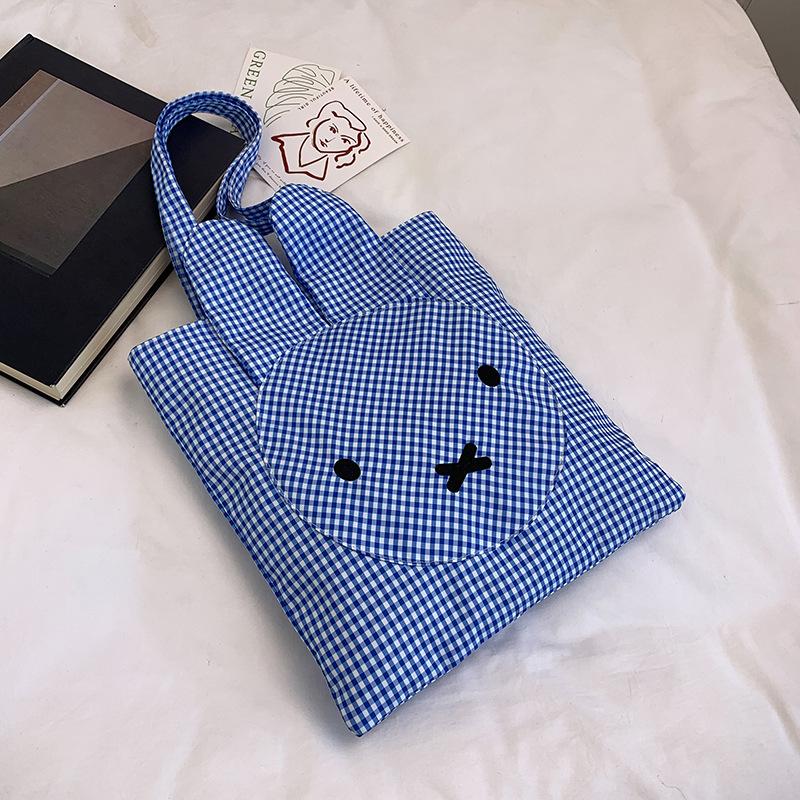 

2025 новая холщовая сумка большой вместимости милая на плечо повседневная сумка-мессенджер мультяшная сумка-тоут синий